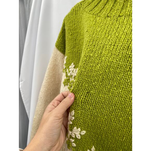 Vintage Express green snowflake mock neck oversized wool sweater - Picture 3 of 5